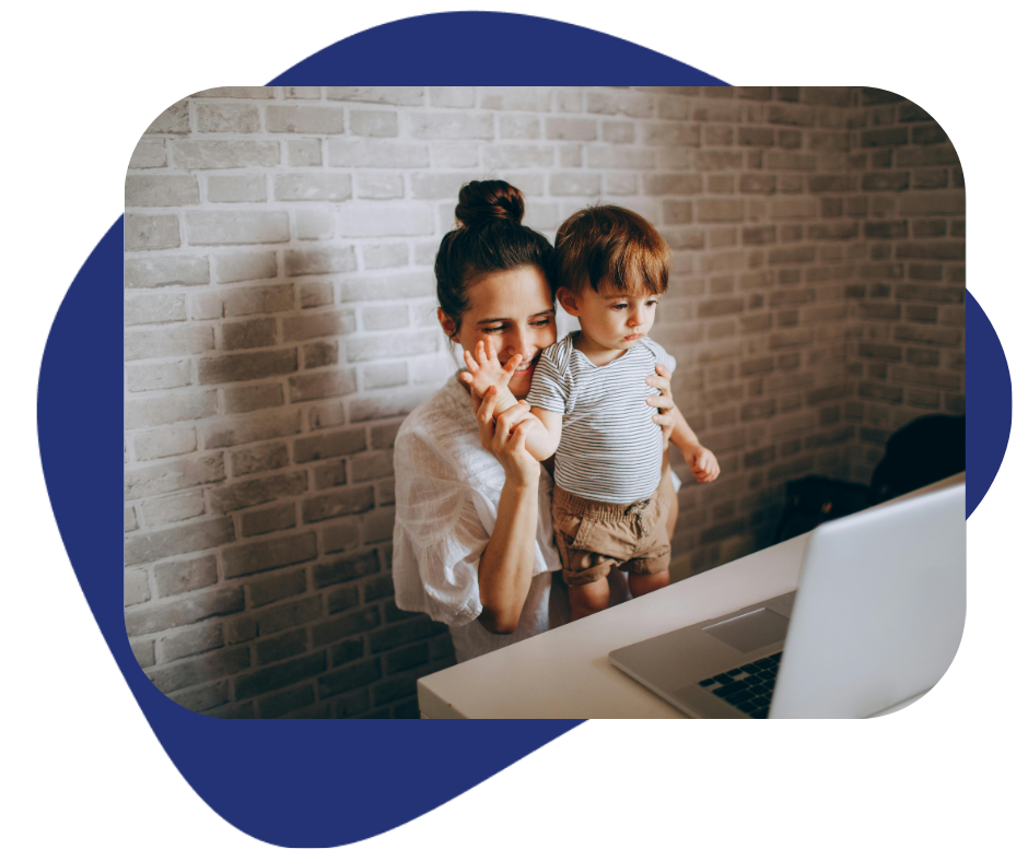 Mother and toddler during pediatric telemedicine visit